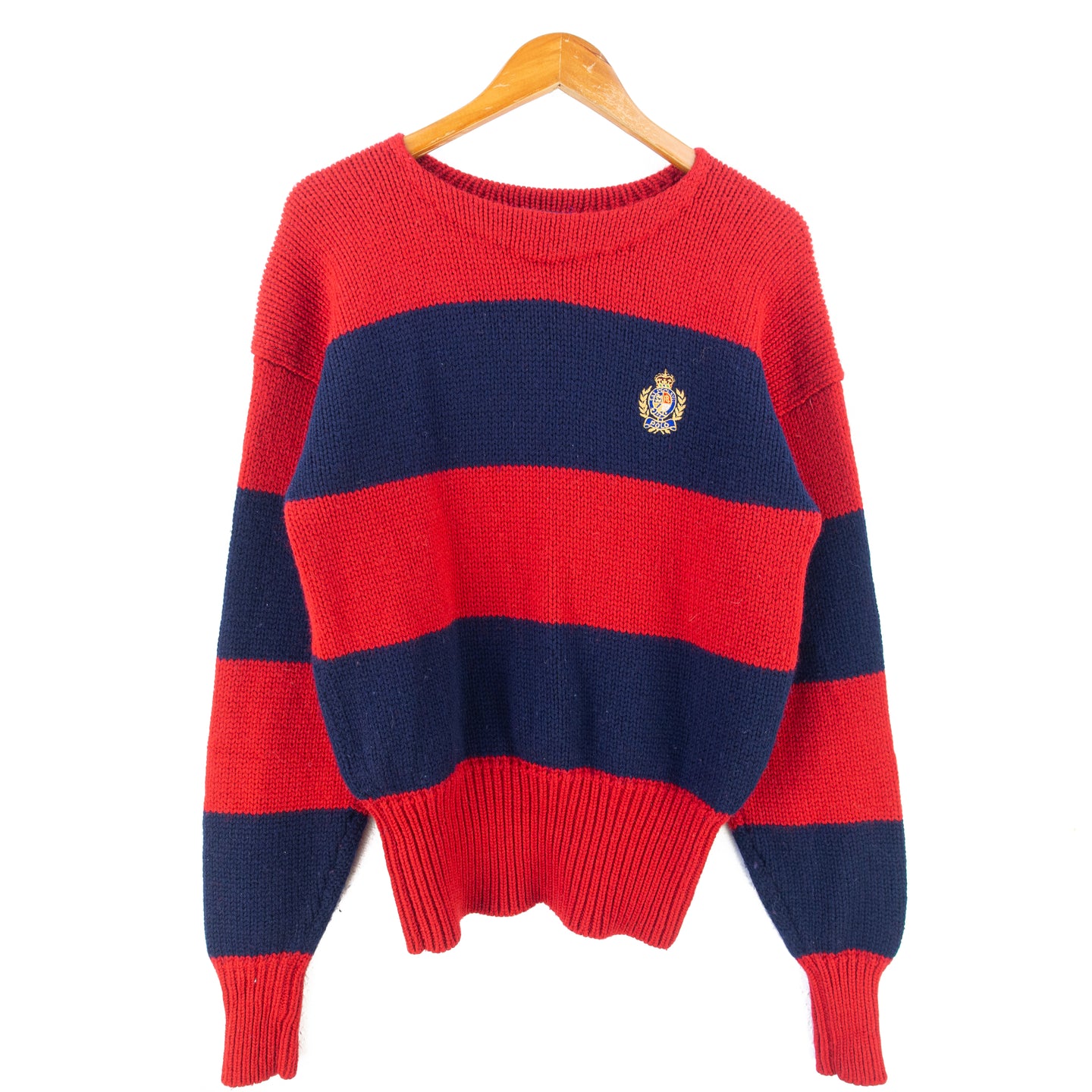 VINTAGE OG 80's POLO CREST KNIT JUMPER - M