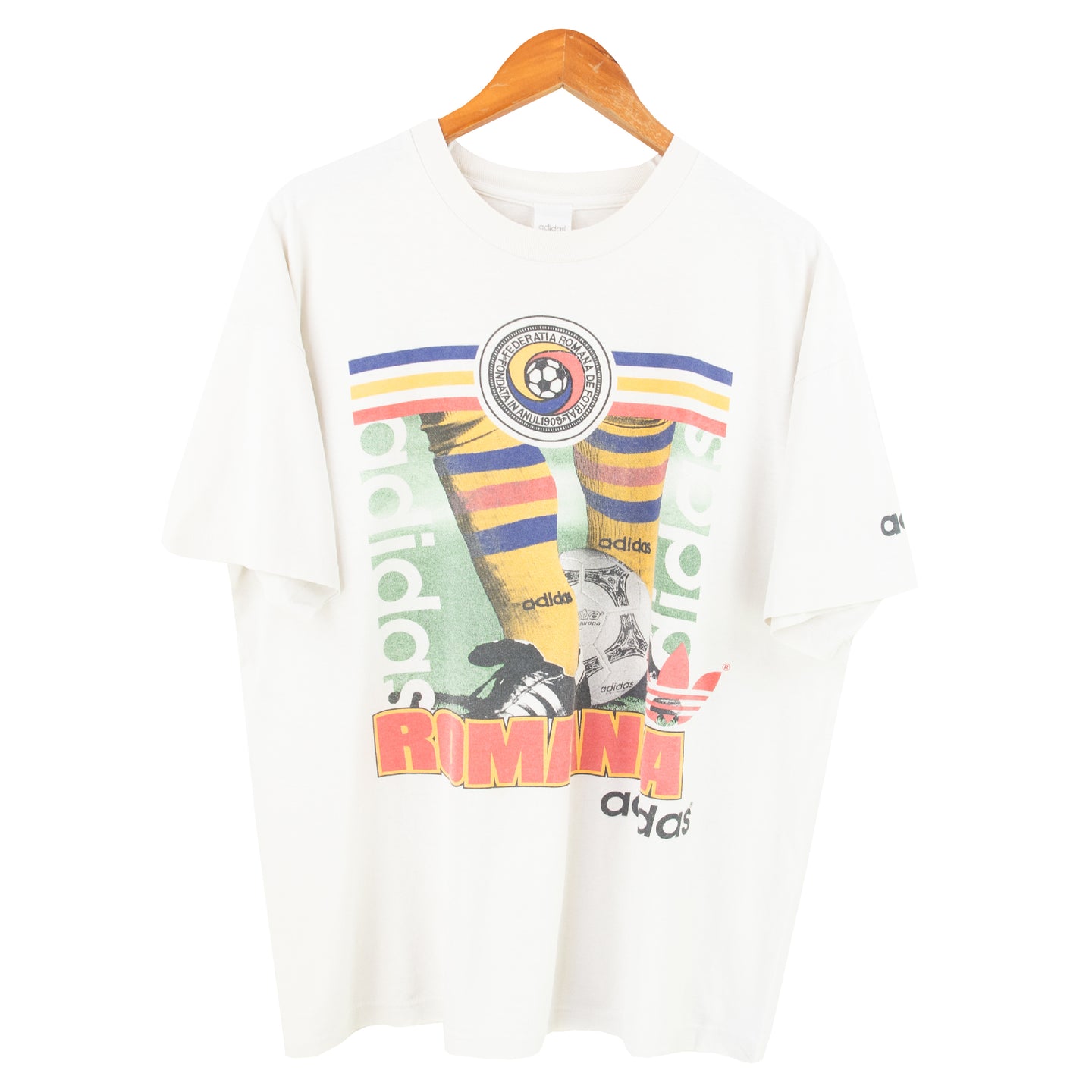 VINTAGE RARE ADIDAS ROMANIA GRAPHIC T SHIRT - L