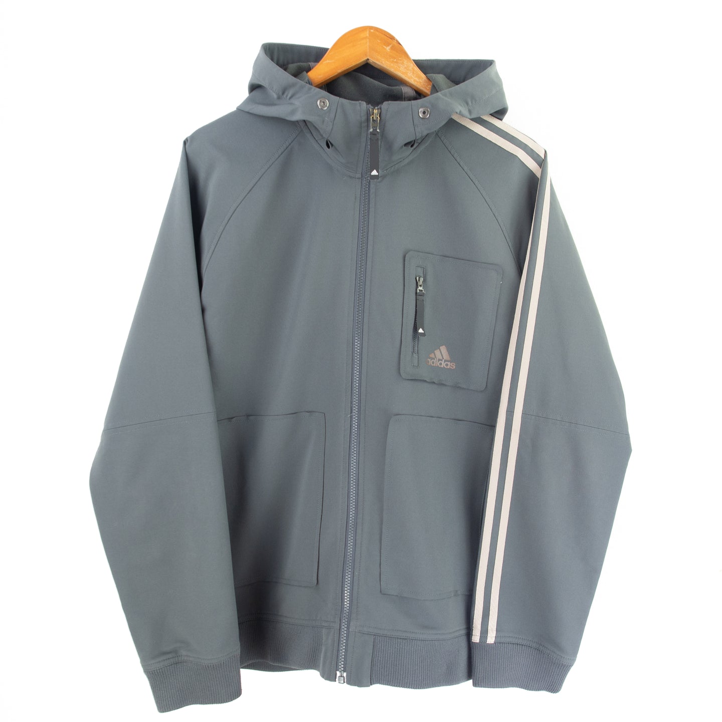 VINTAGE ADIDAS HOODED ZIP UP JACKET - L