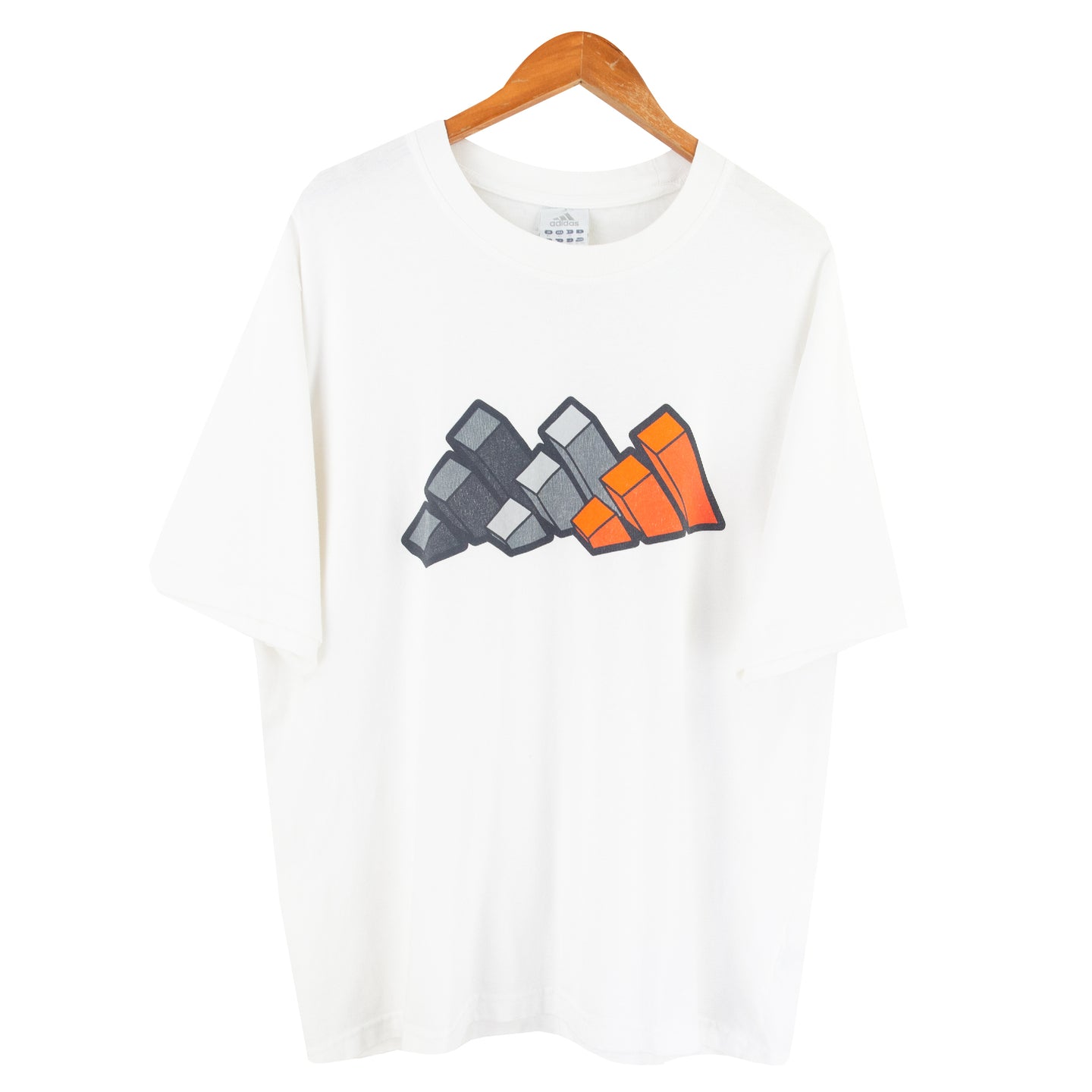 VINTAGE ADIDAS BLOCK LOGO T SHIRT - XL