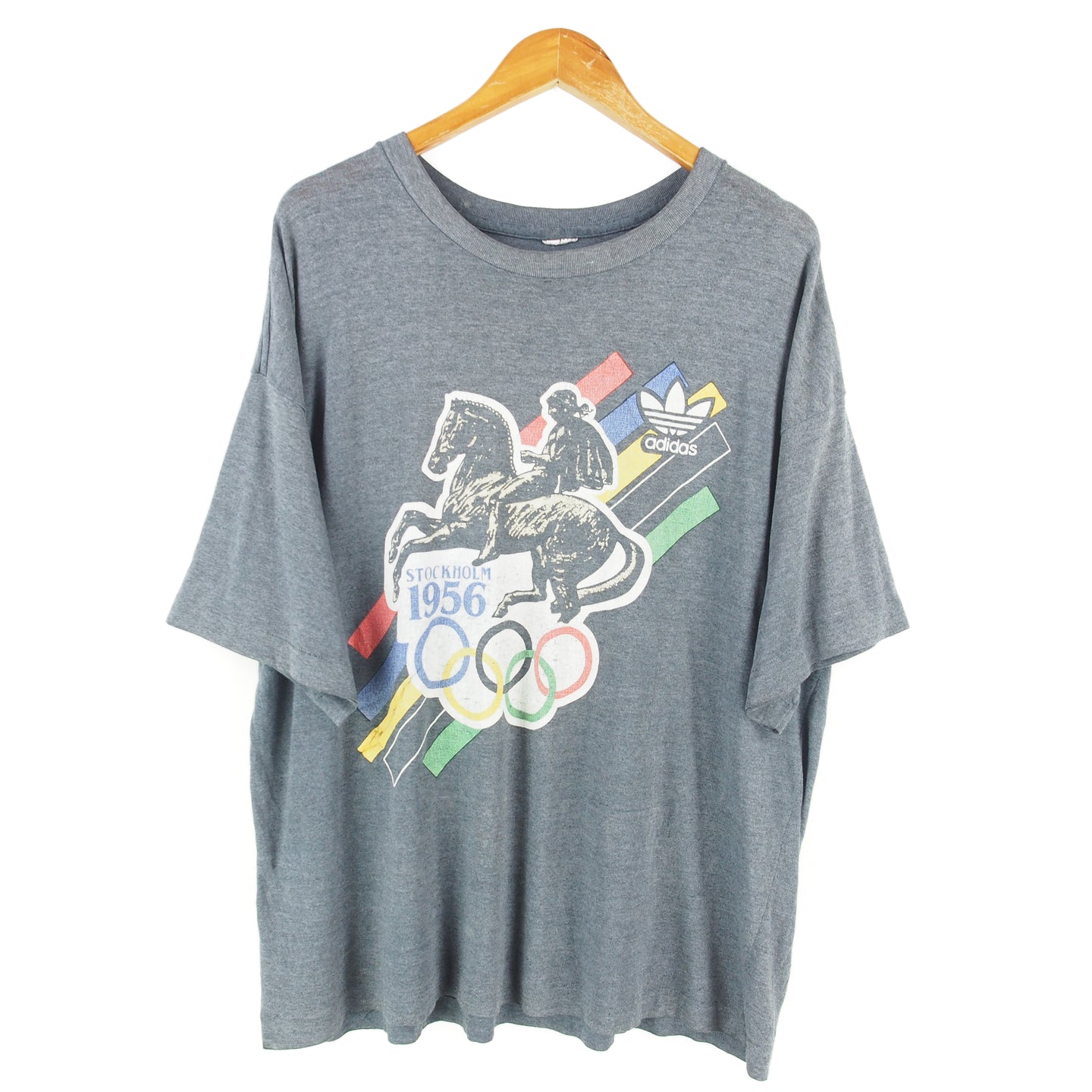 VINTAGE RARE 80's ADIDAS OLYMPIC GRAPHIC T SHIRT - XL