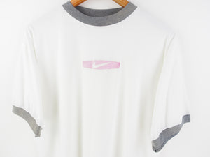 VINTAGE NIKE EMBROIDERED RINGER T SHIRT - M