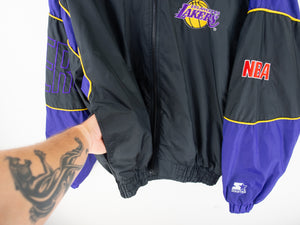 VINTAGE STARTER LAKERS EMBROIDERED JACKET - L