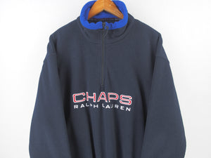 VINTAGE CHAPS BIG LOGO FLEECE 1/4 ZIP - L/XL