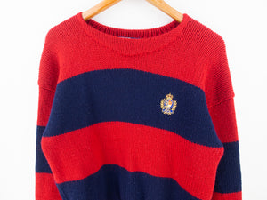 VINTAGE OG 80's POLO CREST KNIT JUMPER - M
