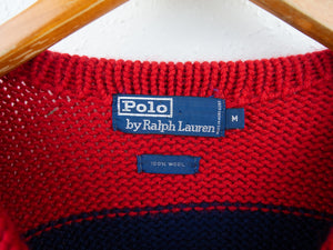 VINTAGE OG 80's POLO CREST KNIT JUMPER - M