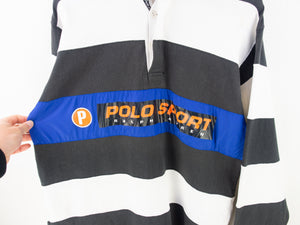 VINTAGE POLO SPORT STRIPED RUGBY JUMPER - XL