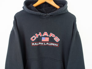 VINTAGE CHAPS EMBROIDERED HOODIE - L