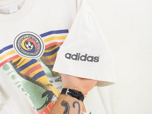 VINTAGE RARE ADIDAS ROMANIA GRAPHIC T SHIRT - L