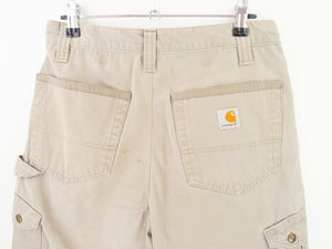 VINTAGE CARHARTT DISTRESSED LONG CARGO SHORTS - 28/30'